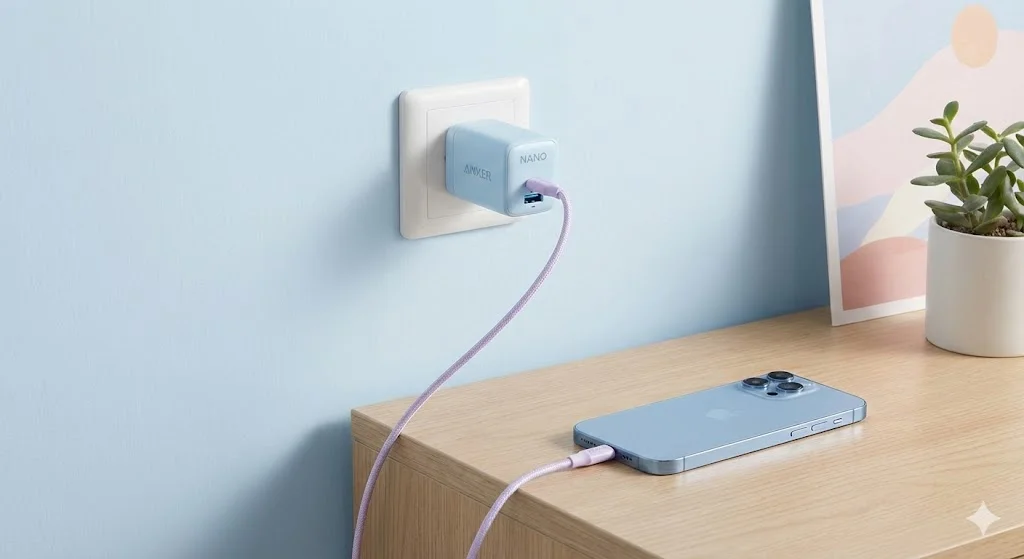 Carregador Anker Nano ideal para iPhone.