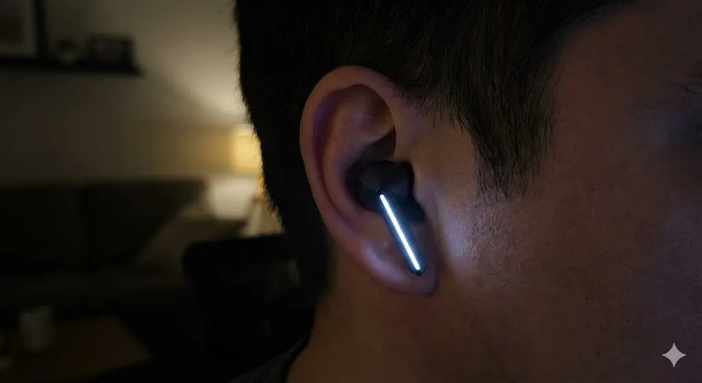 Galaxy Buds3 Pro design luzes LED haste