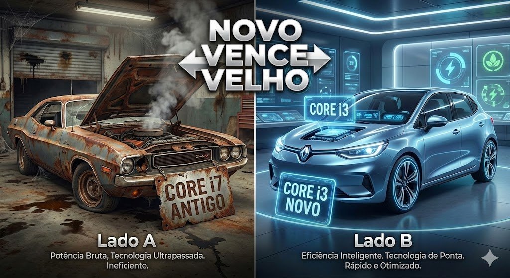 Infográfico explicando que geração do processador é mais importante que a série.