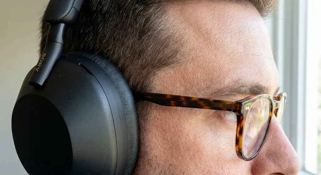 Conforto Sony WH-1000XM5 com óculos de grau