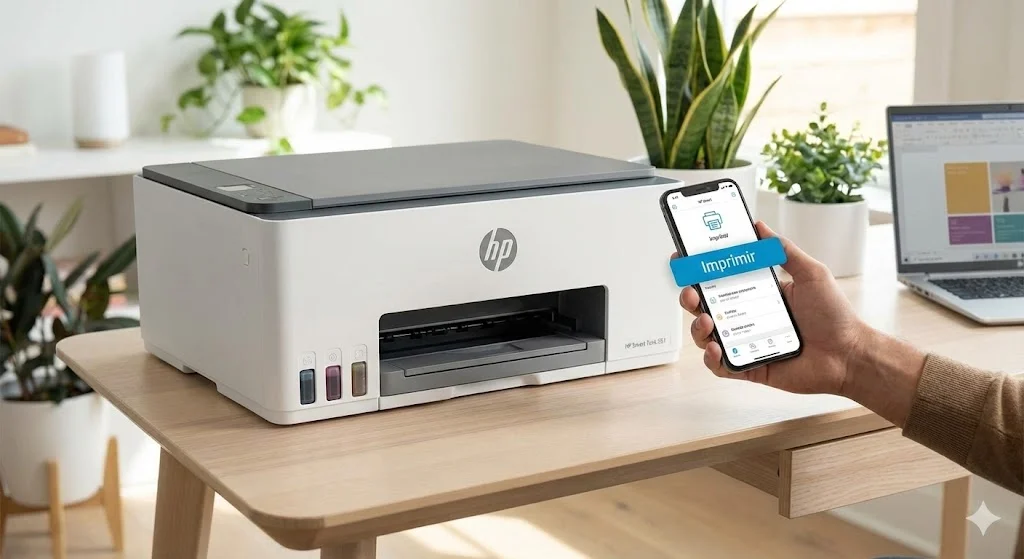 Impressora HP Smart Tank controlada pelo celular.