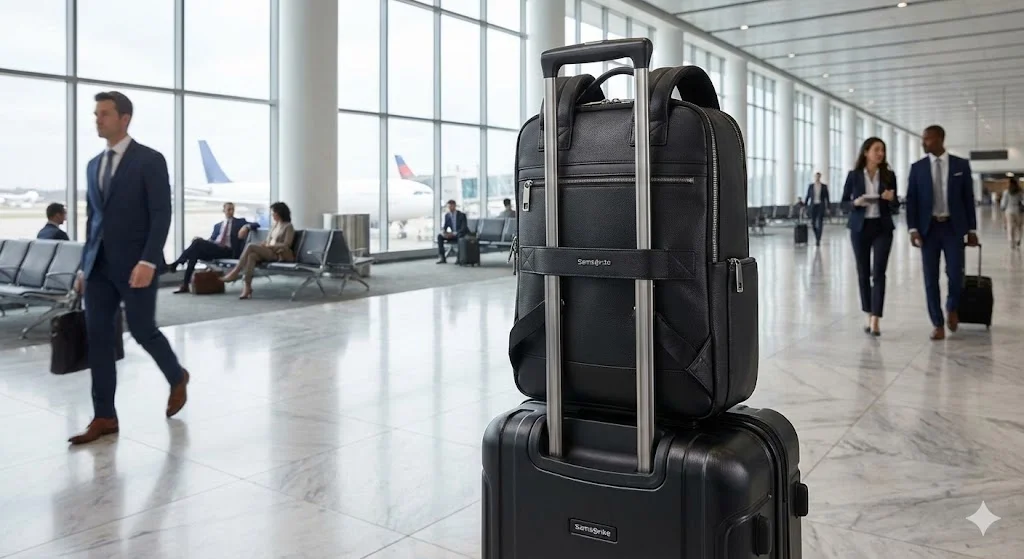 Mochila Samsonite executiva para notebook e viagens.