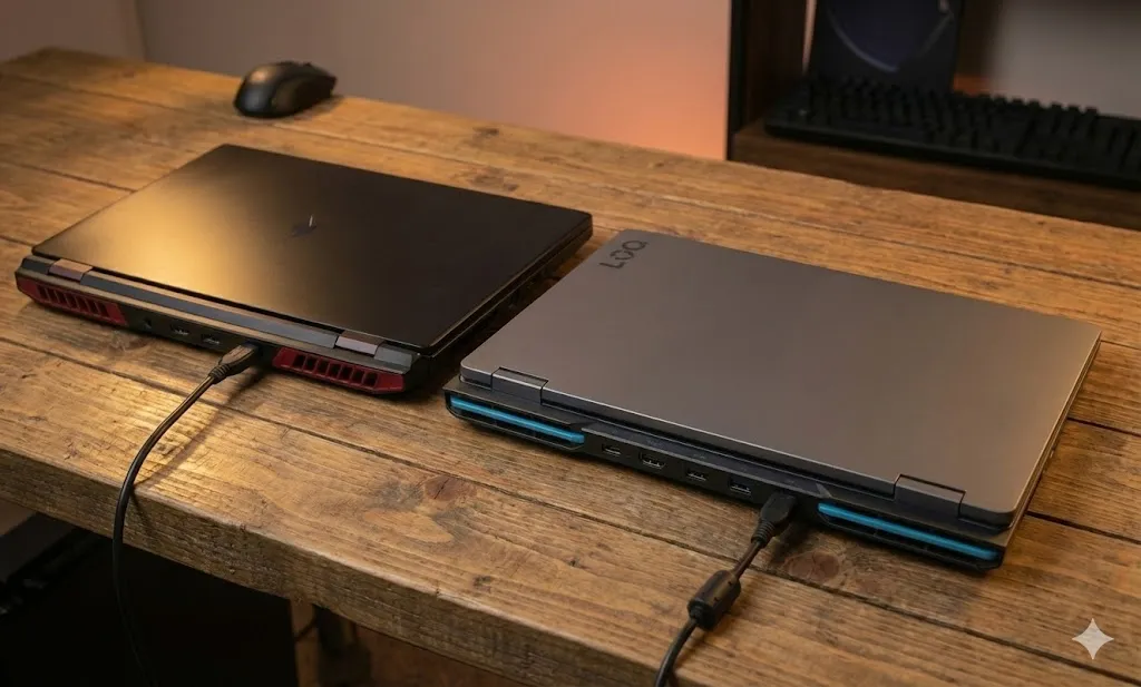 Comparativo design Acer Nitro V vs Lenovo LOQ construção
