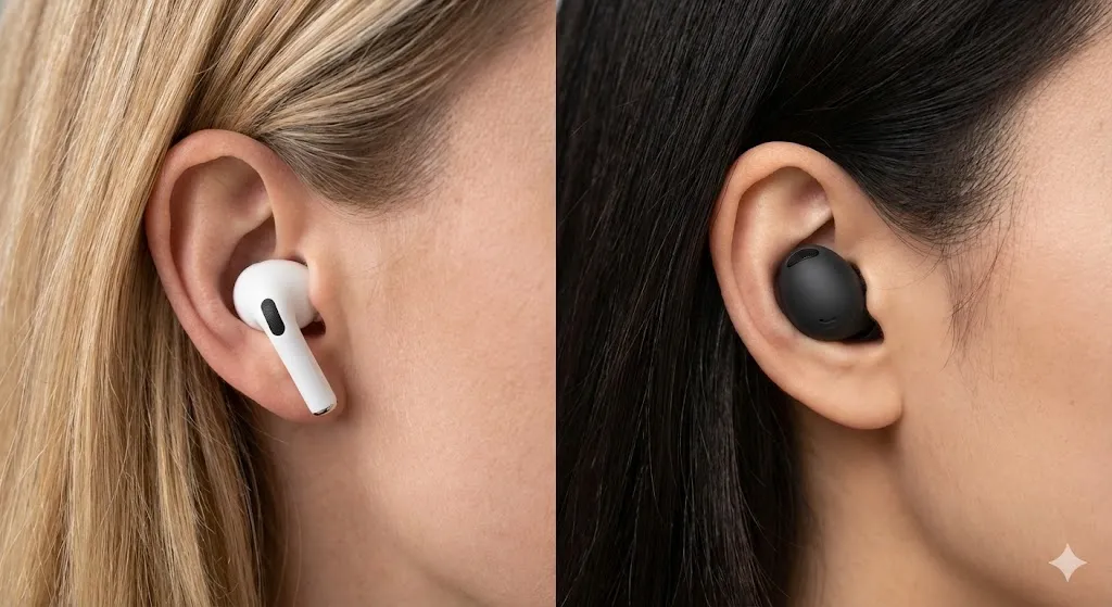 Encaixe na orelha AirPods Pro 2 vs Galaxy Buds2 Pro