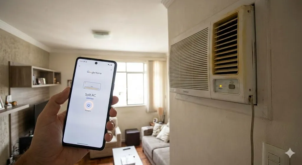 Controlando ar condicionado split antigo pelo celular com controle universal inteligente