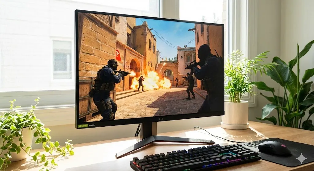 Monitor Gamer LG UltraGear 144Hz IPS rodando jogos FPS