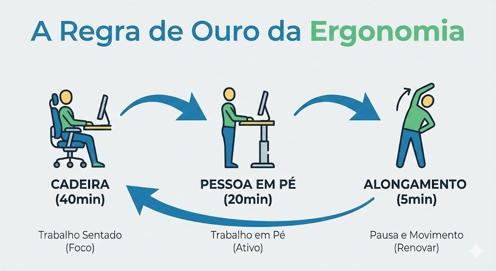 Infografico como usar standing desk tempos sentar levantar