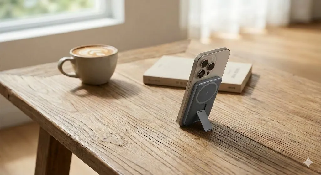 Power Bank Anker MagSafe com suporte de mesa