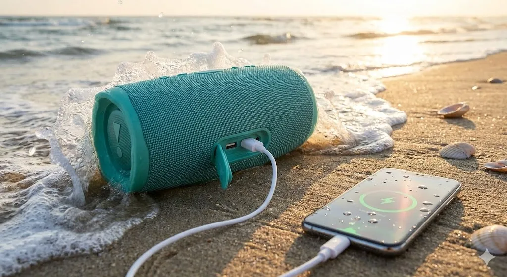 Caixa de som JBL Charge 5 a prova d'água praia powerbank