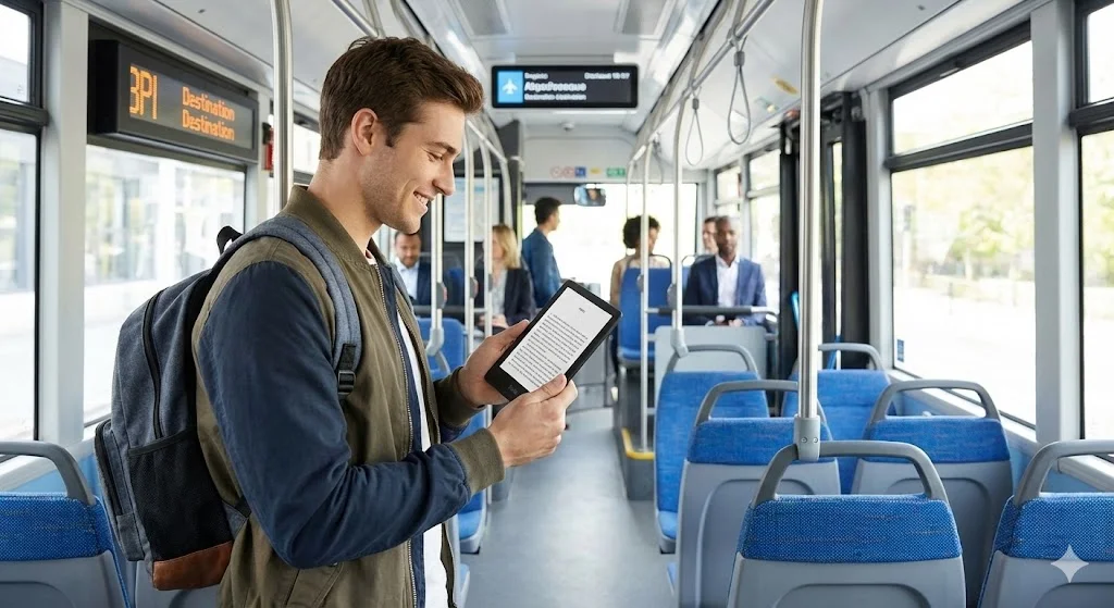Kindle 11ª geração leitura no ônibus leve e compacto