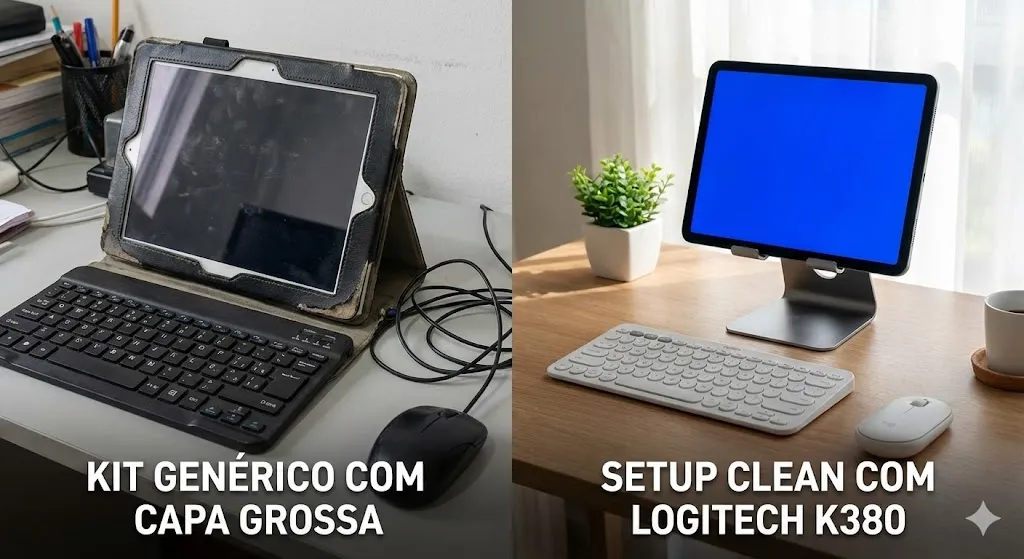 Comparativo teclado capa tablet genérico vs logitech k380