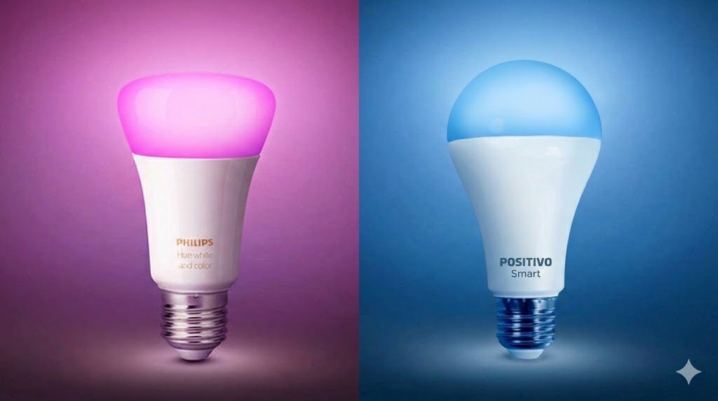 Lâmpada Inteligente: Philips Hue vs Positivo (Wi-Fi) - Qual vale a pena em 2026?