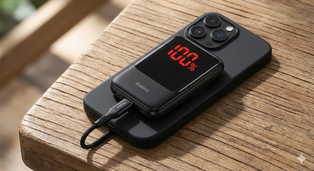 Power Bank Baseus 10000mAh com display digital de bateria