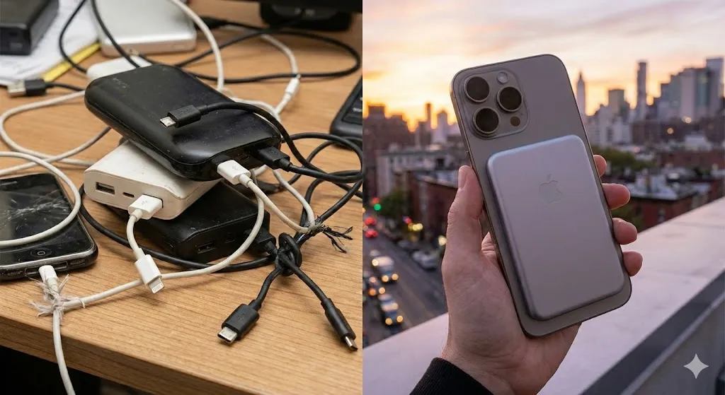 Diferença entre power bank com fio e bateria magsafe sem fios