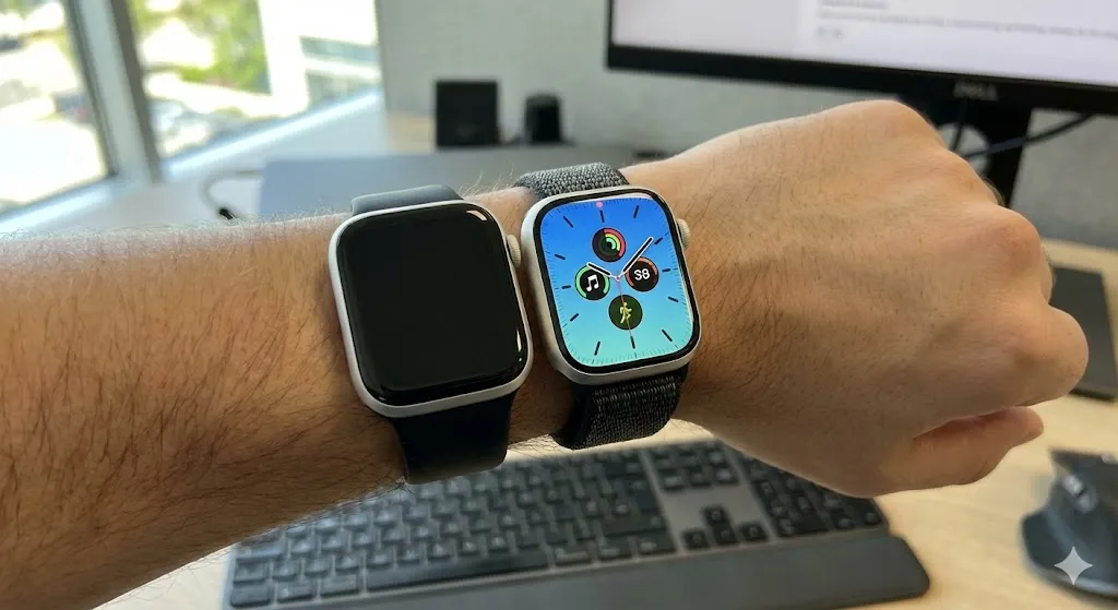 Diferença tela sempre ativa e bordas Apple Watch SE vs Series 10
