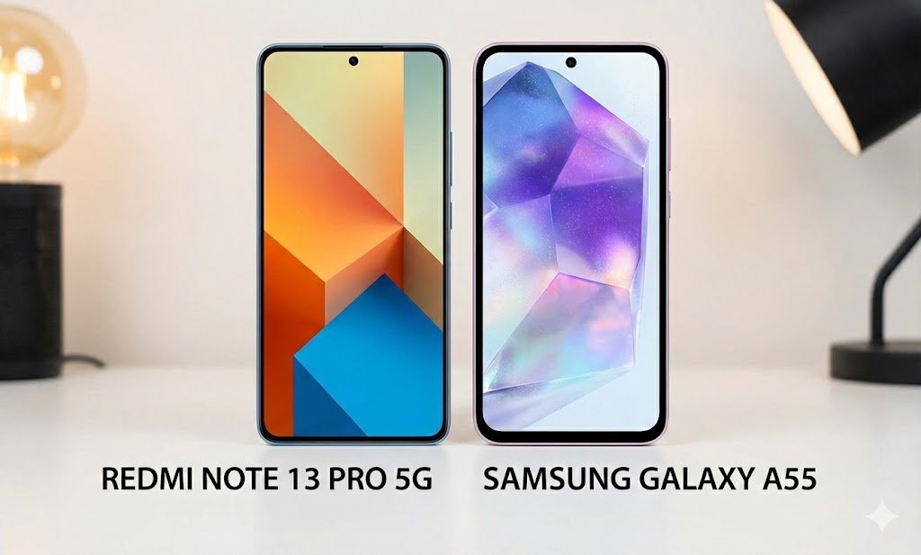 Comparativo visual frente a frente Redmi Note 13 Pro vs Samsung Galaxy A55