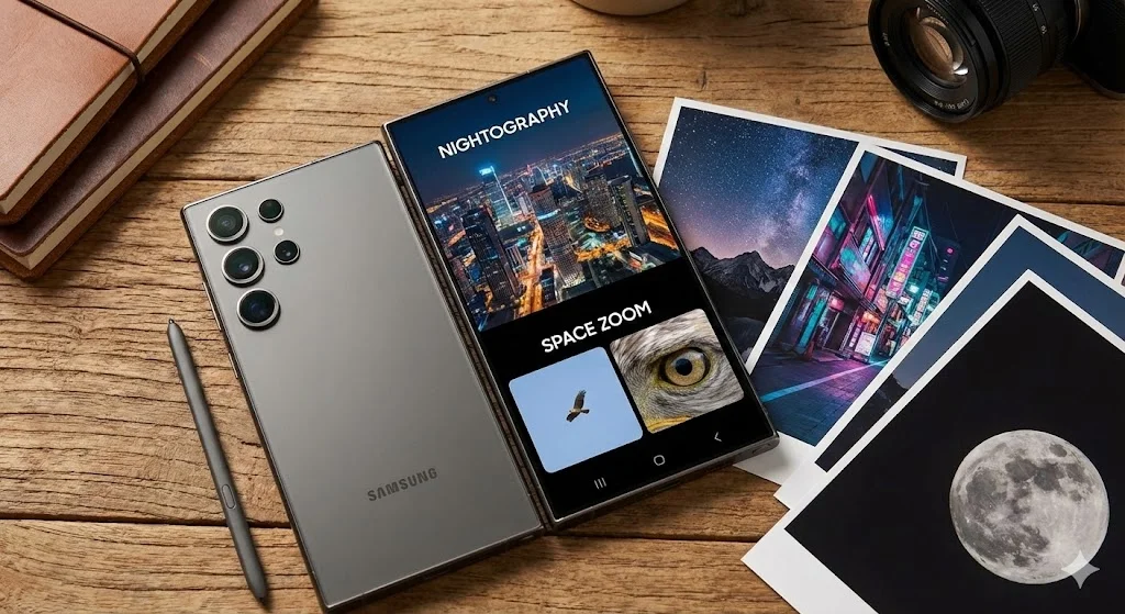 Samsung Galaxy S24 Ultra com zoom 100x e fotos noturnas