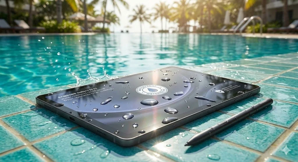 Tablet Samsung Galaxy Tab S9 FE resistente a água IP68.