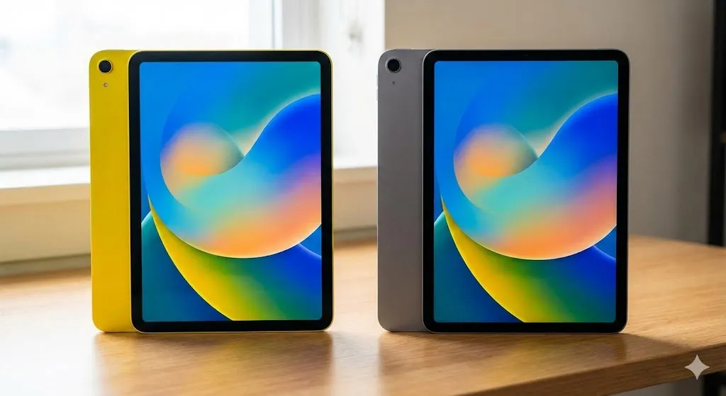 Comparativo visual iPad entrada A16 vs iPad Air M3 cores e design