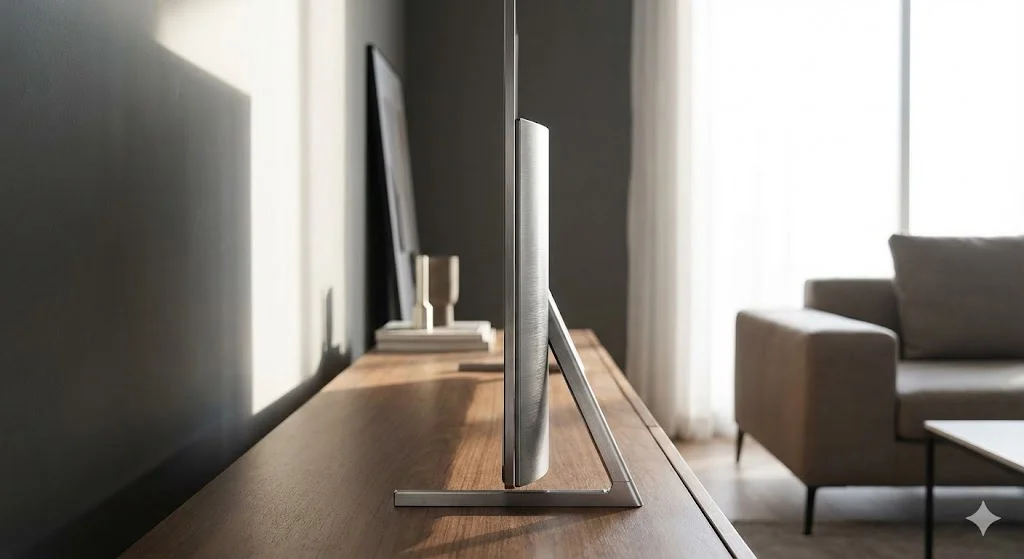 Design ultrafino da TV TCL C655 QLED com bordas metálicas