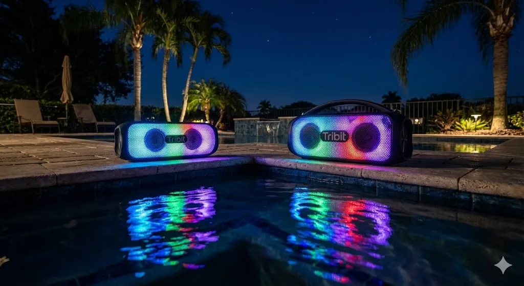 Caixa de som Tribit StormBox Blast led rgb potente