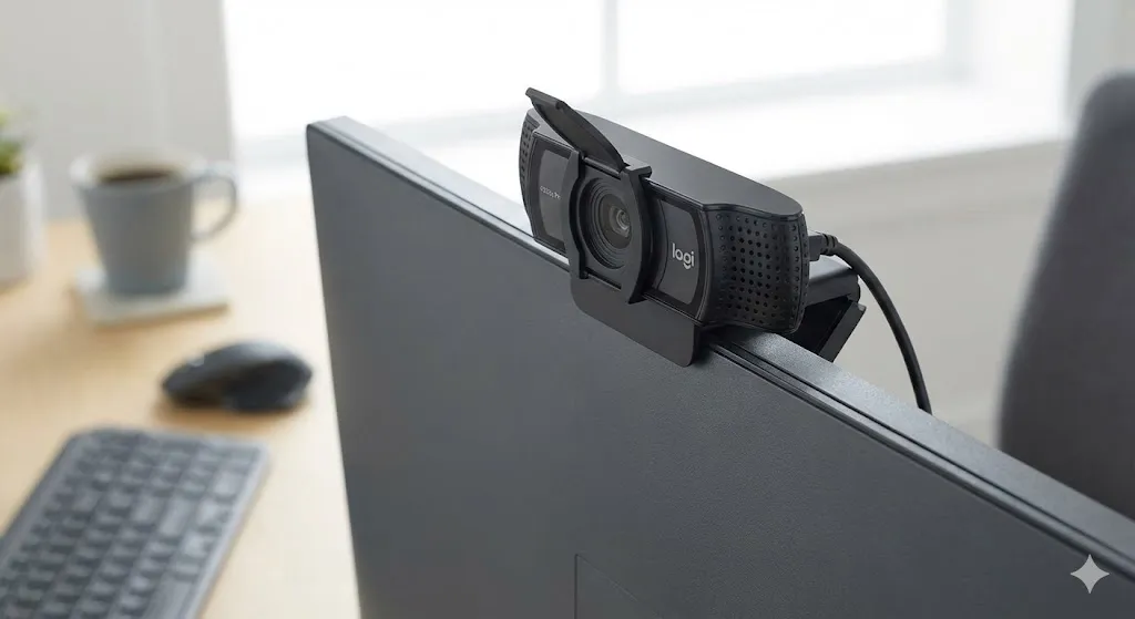Webcam Logitech C920s com tampa de privacidade para home office