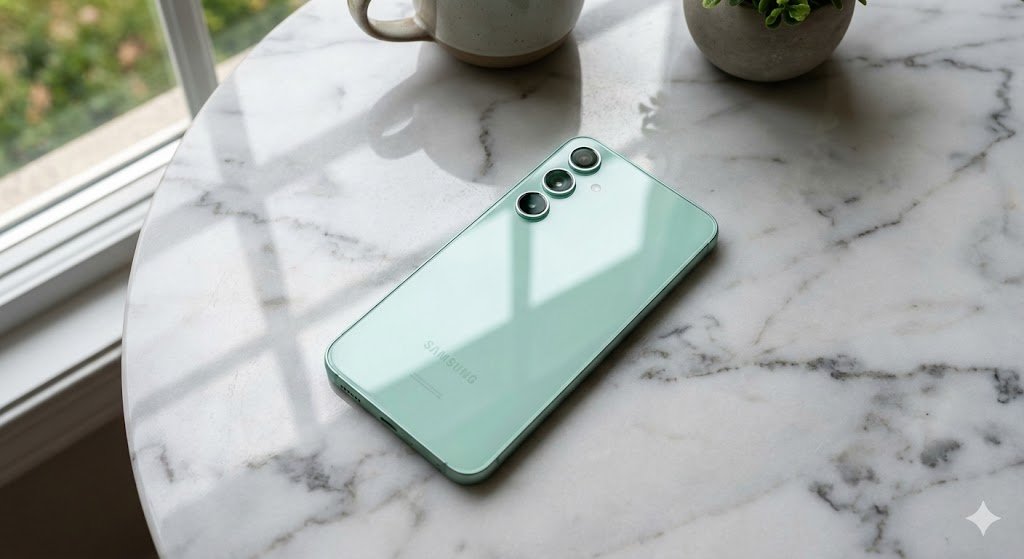 Design traseiro Galaxy S25 FE luz natural