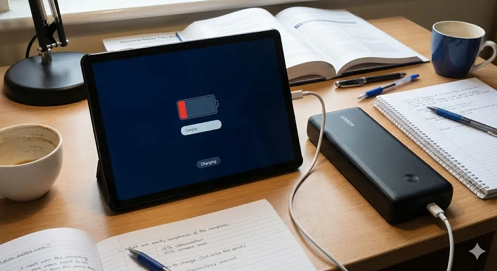 Bateria Galaxy Tab A11 Plus dreno e carregamento