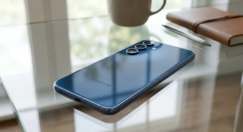 Design traseira Samsung Galaxy A56 reflexo luz